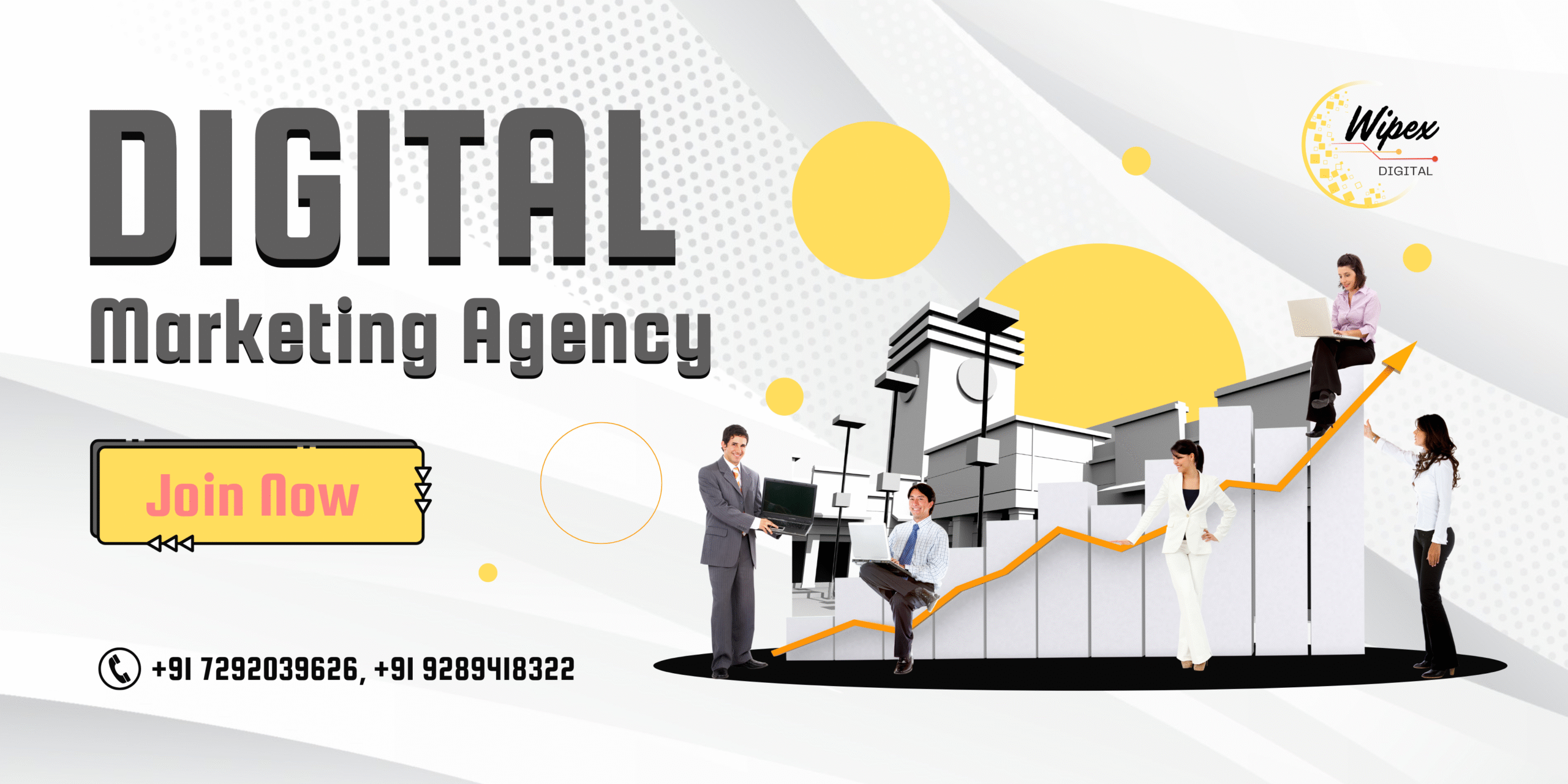 Grey and Orange Modern Digital Marketing Banner Landscape